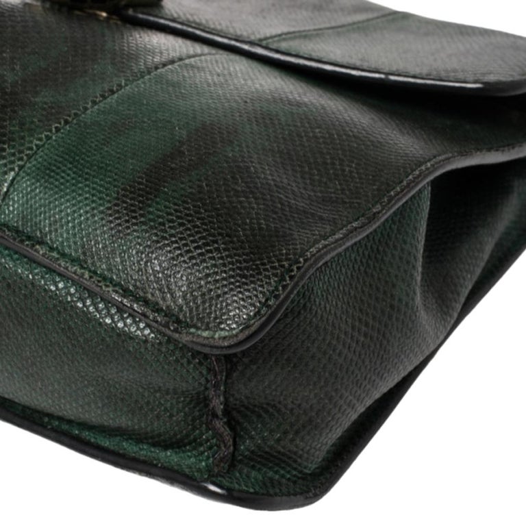 Bvlgari Green Karung Serpenti Forever Flap Shoulder Bag For Sale 2
