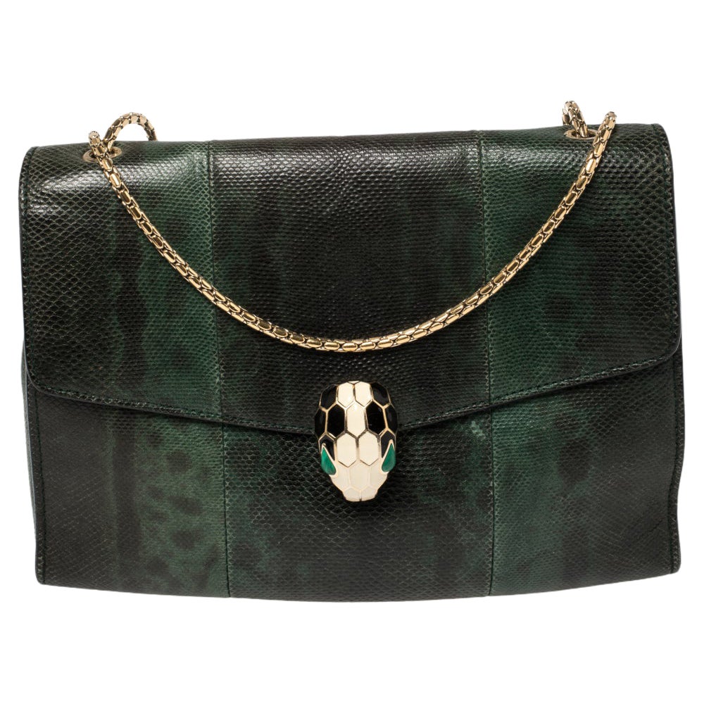 Bolso con solapa Bvlgari Green Karung Serpenti Forever