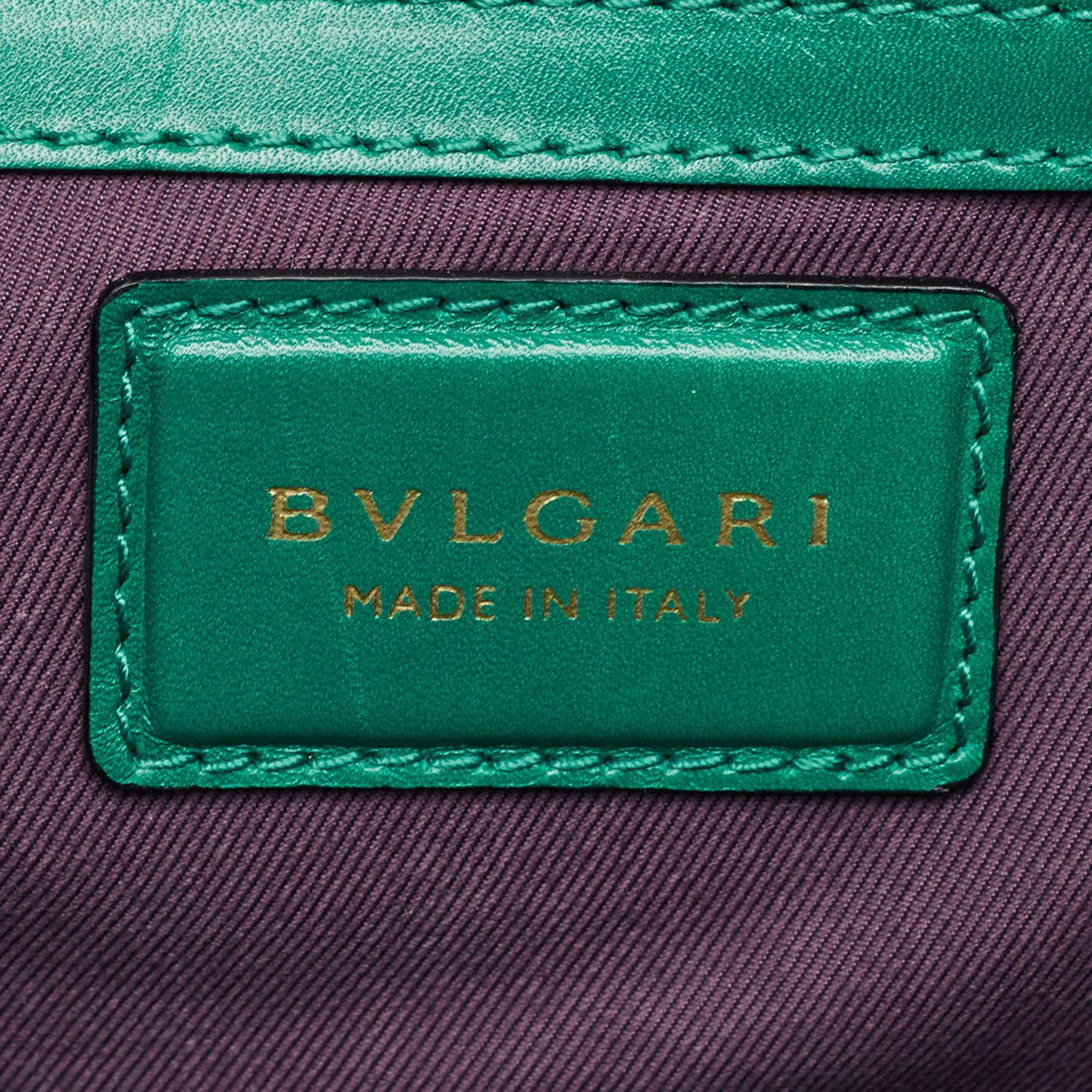 Bvlgari Green Leather Large Serpenti Forever Shoulder Bag For Sale 9