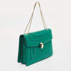 Bolso de hombro Serpenti Forever grande de piel verde de Bvlgari