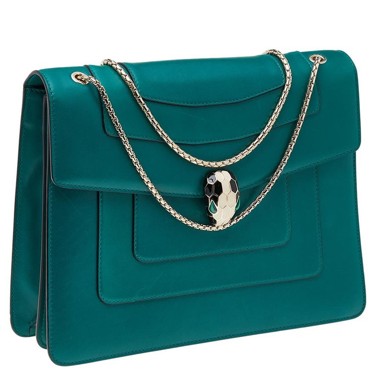 Bvlgari Shoulder Bag Serpenti Forever Crossbody Green Gold Chain