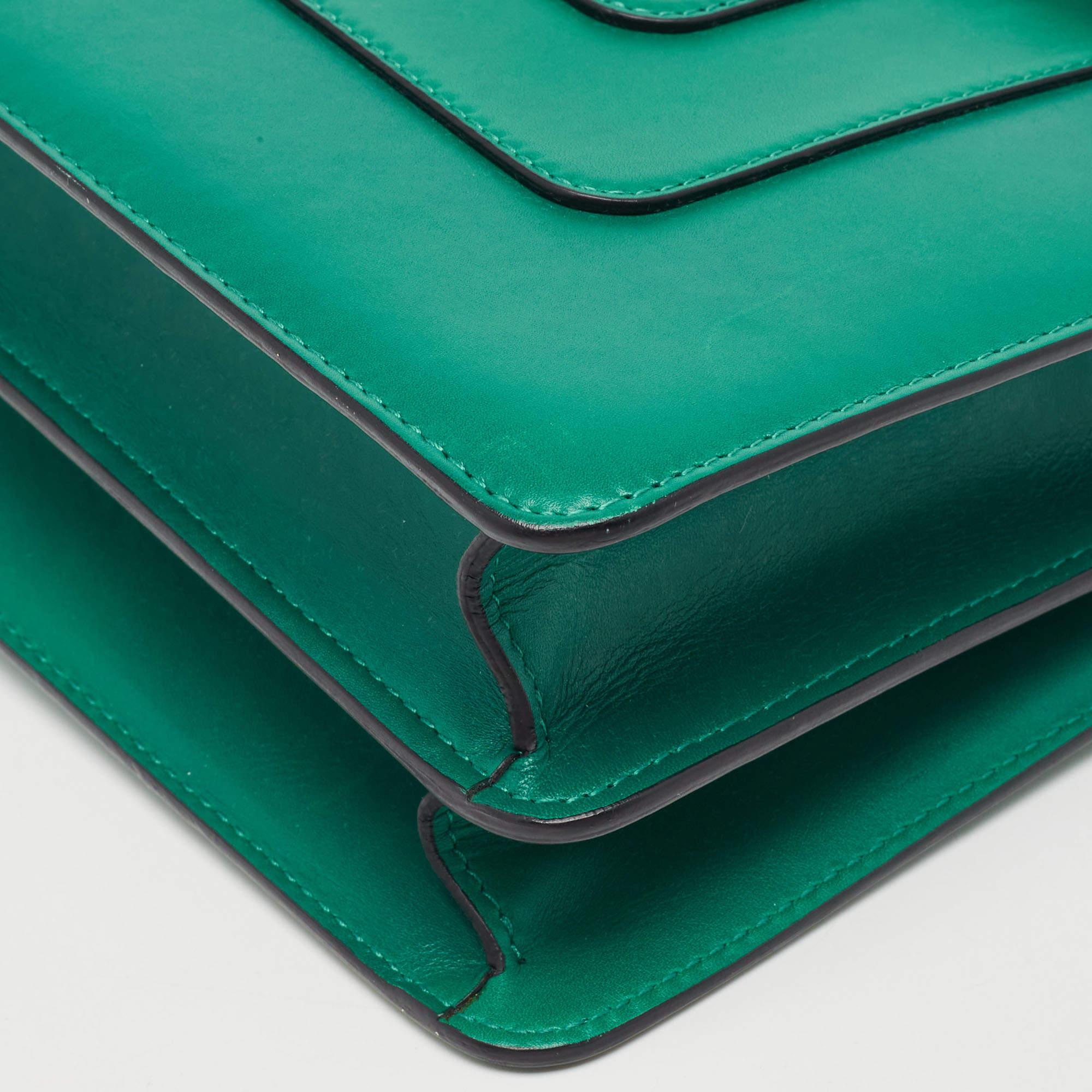 Bvlgari Green Leather Large Serpenti Forever Shoulder Bag For Sale 3