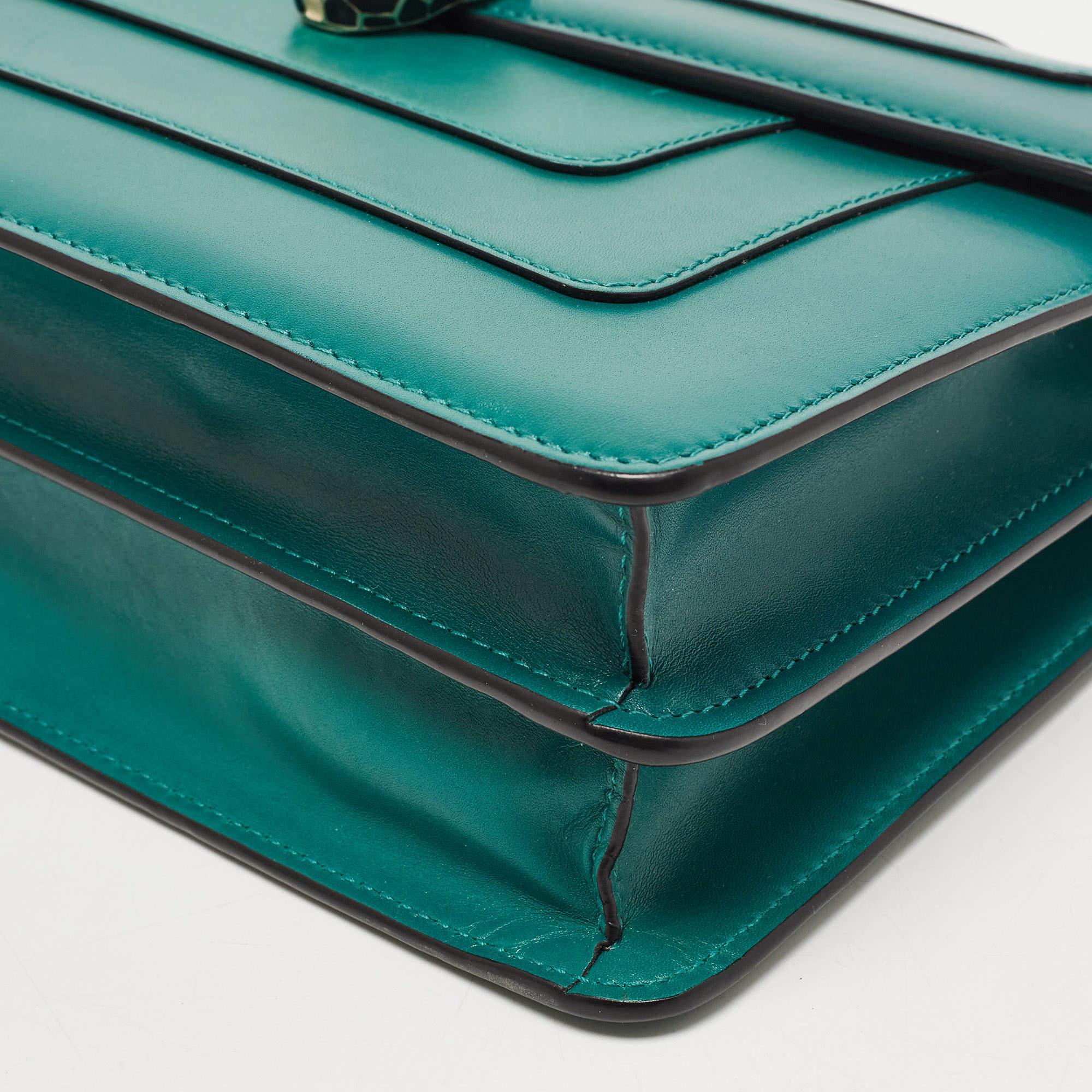 Bvlgari Green Leather Medium Serpenti Forever Shoulder Bag 8