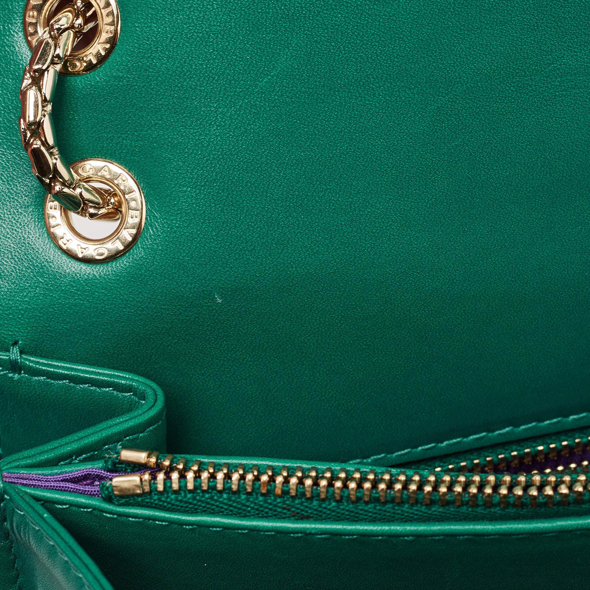 Bvlgari Green Leather Medium Serpenti Forever Shoulder Bag 2