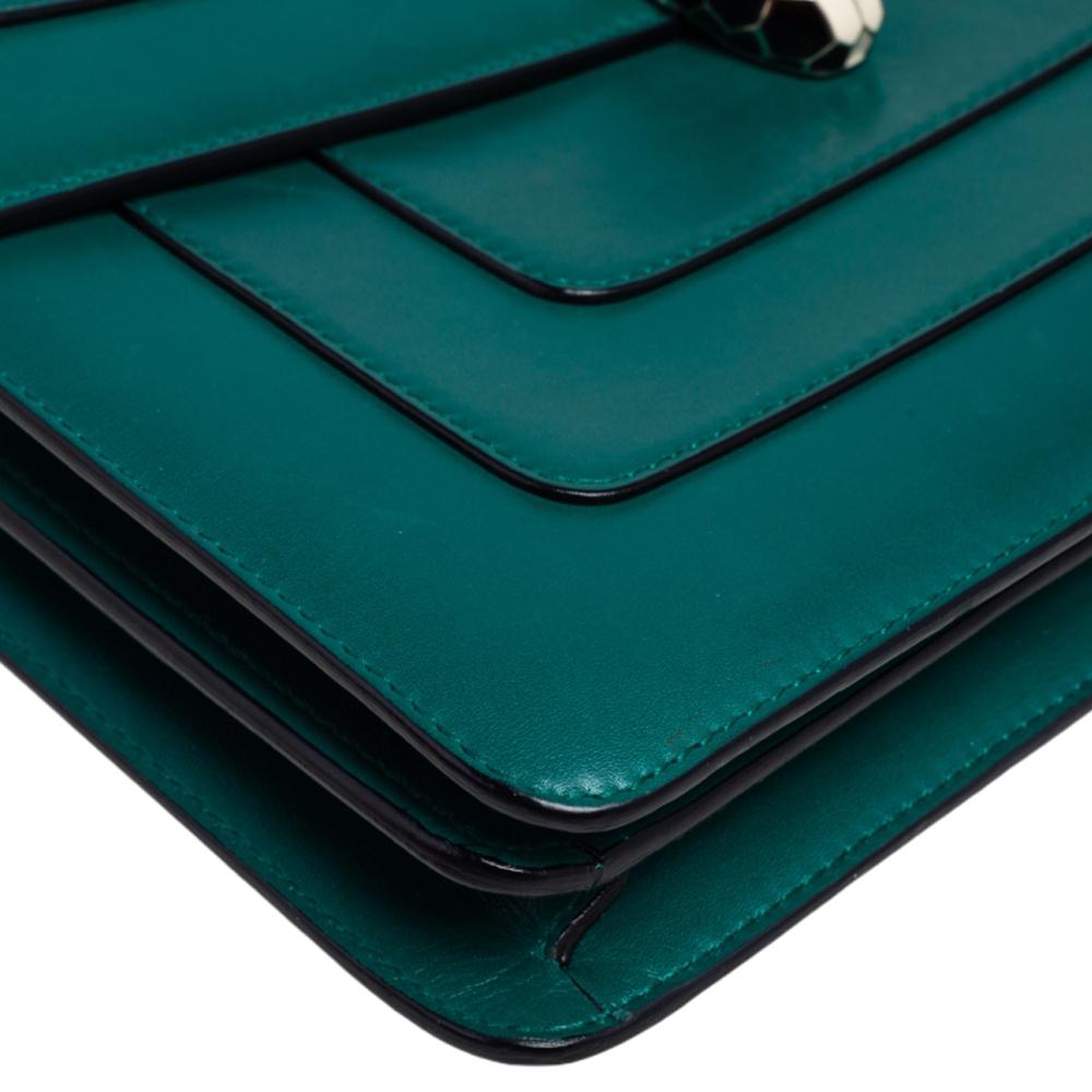 Bvlgari Green Leather Medium Serpenti Forever Shoulder Bag 3