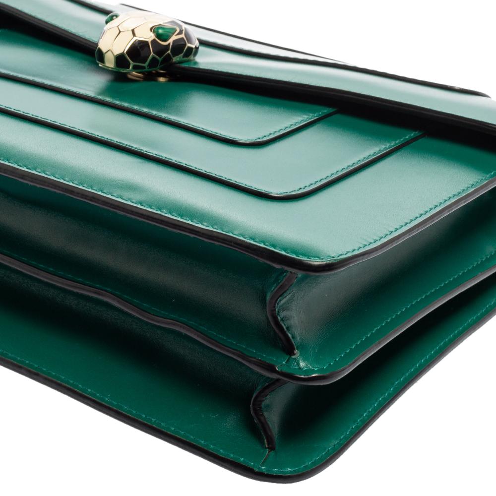 Bvlgari Green Leather Medium Serpenti Forever Shoulder Bag 1