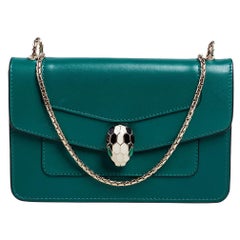 Bvlgari Green Leather Mini Serpenti Forever Crossbody Bag