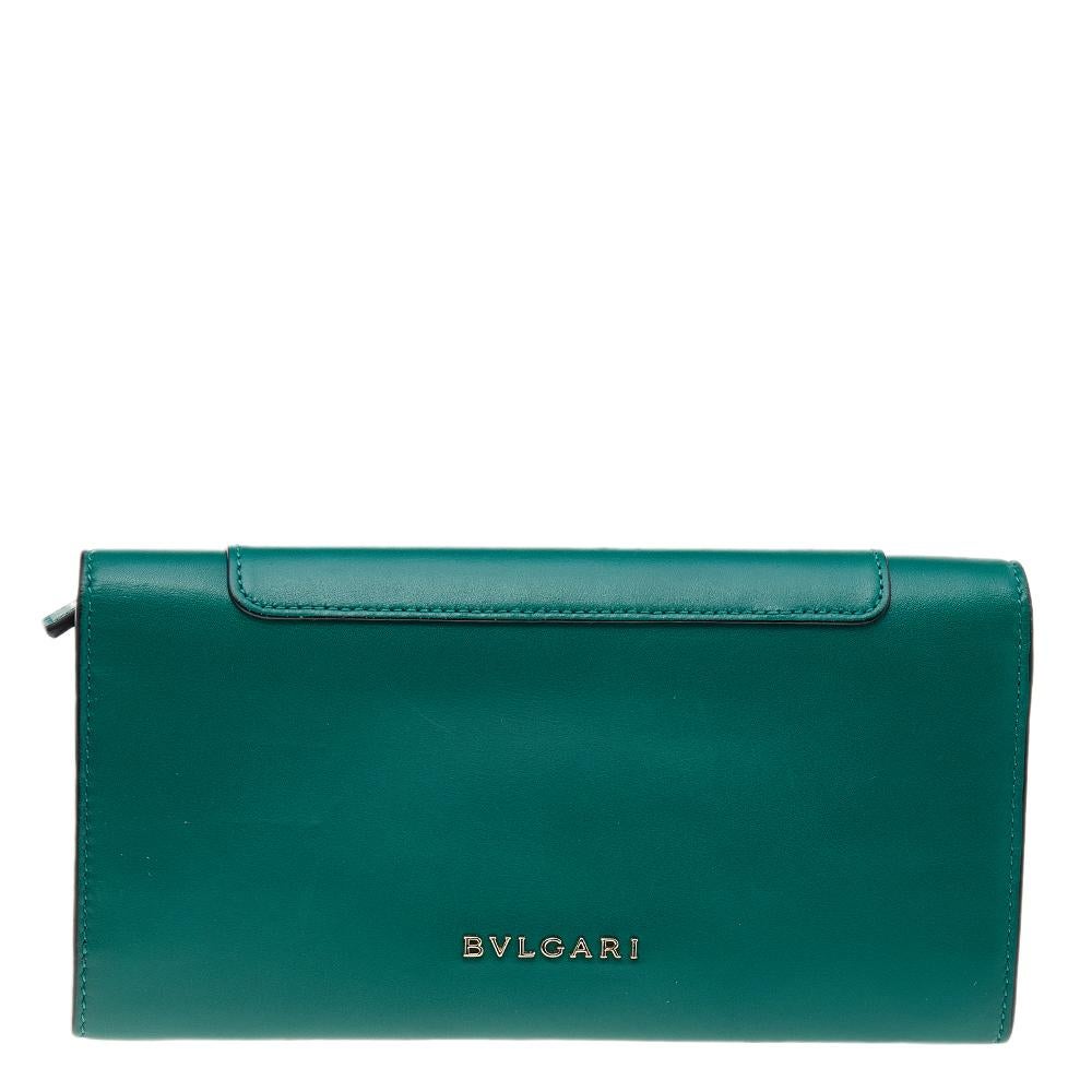 Women's Bvlgari Green Leather Serpenti Forever Continental Wallet