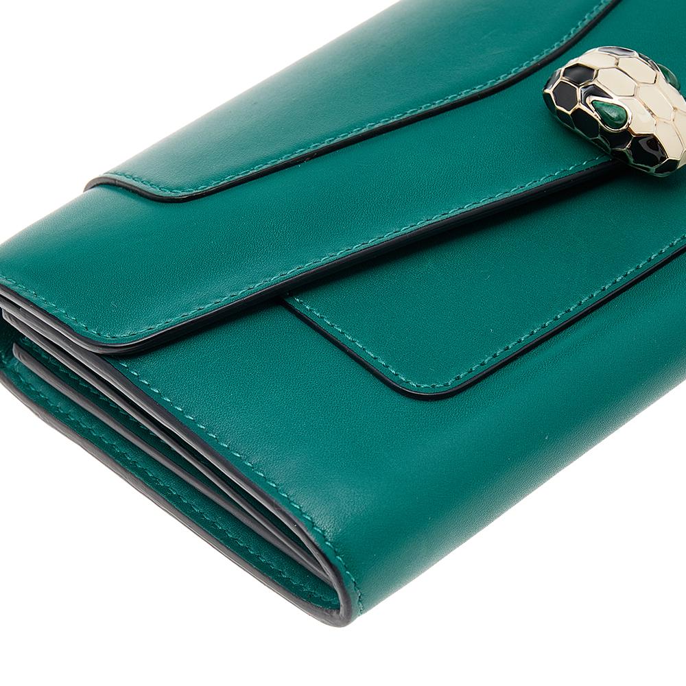 Bvlgari Green Leather Serpenti Forever Continental Wallet 3