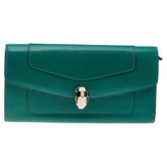Bvlgari Green Leather Serpenti Forever Continental Wallet
