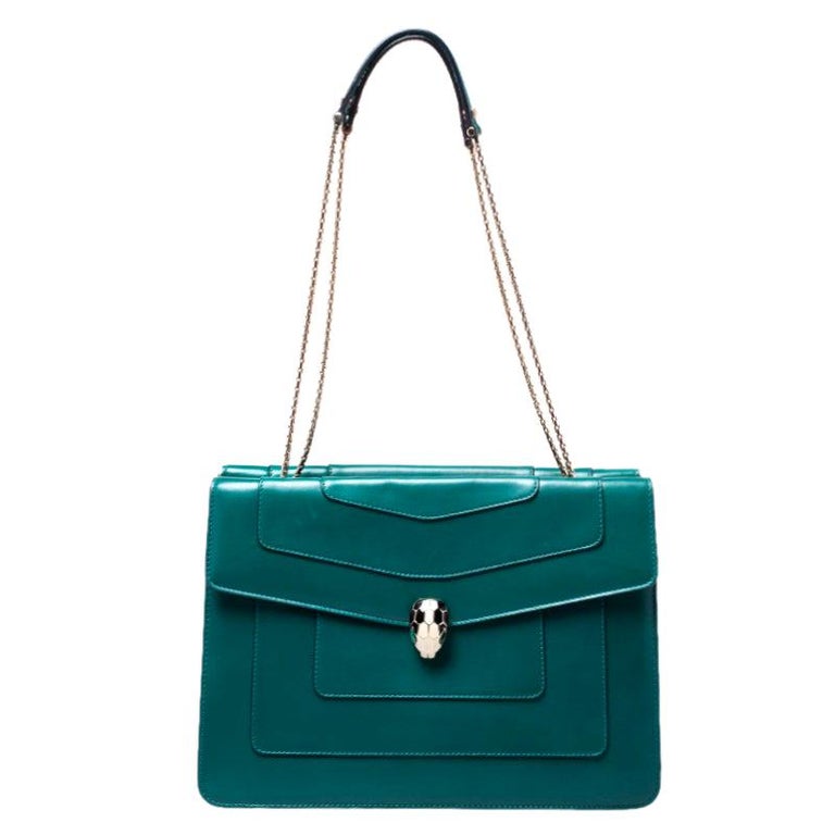 Bvlgari Green Leather Serpenti Forever Shoulder Bag For Sale at 1stDibs ...