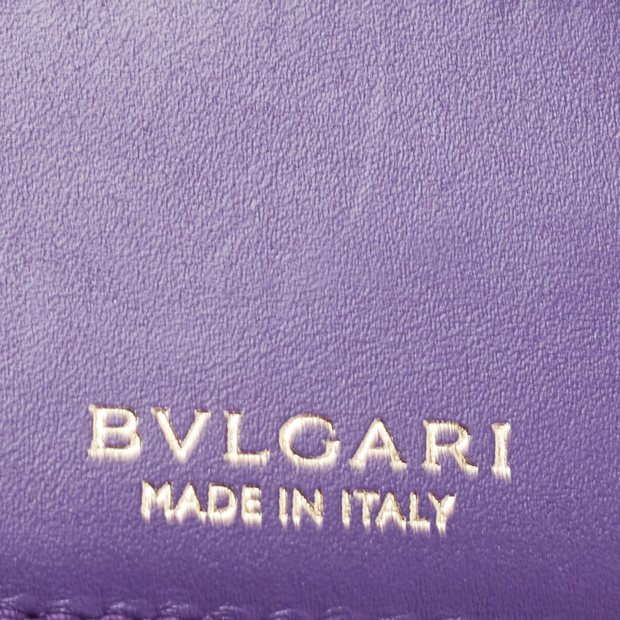 Bvlgari Green Leather Serpenti Forever Trifold Wallet 6