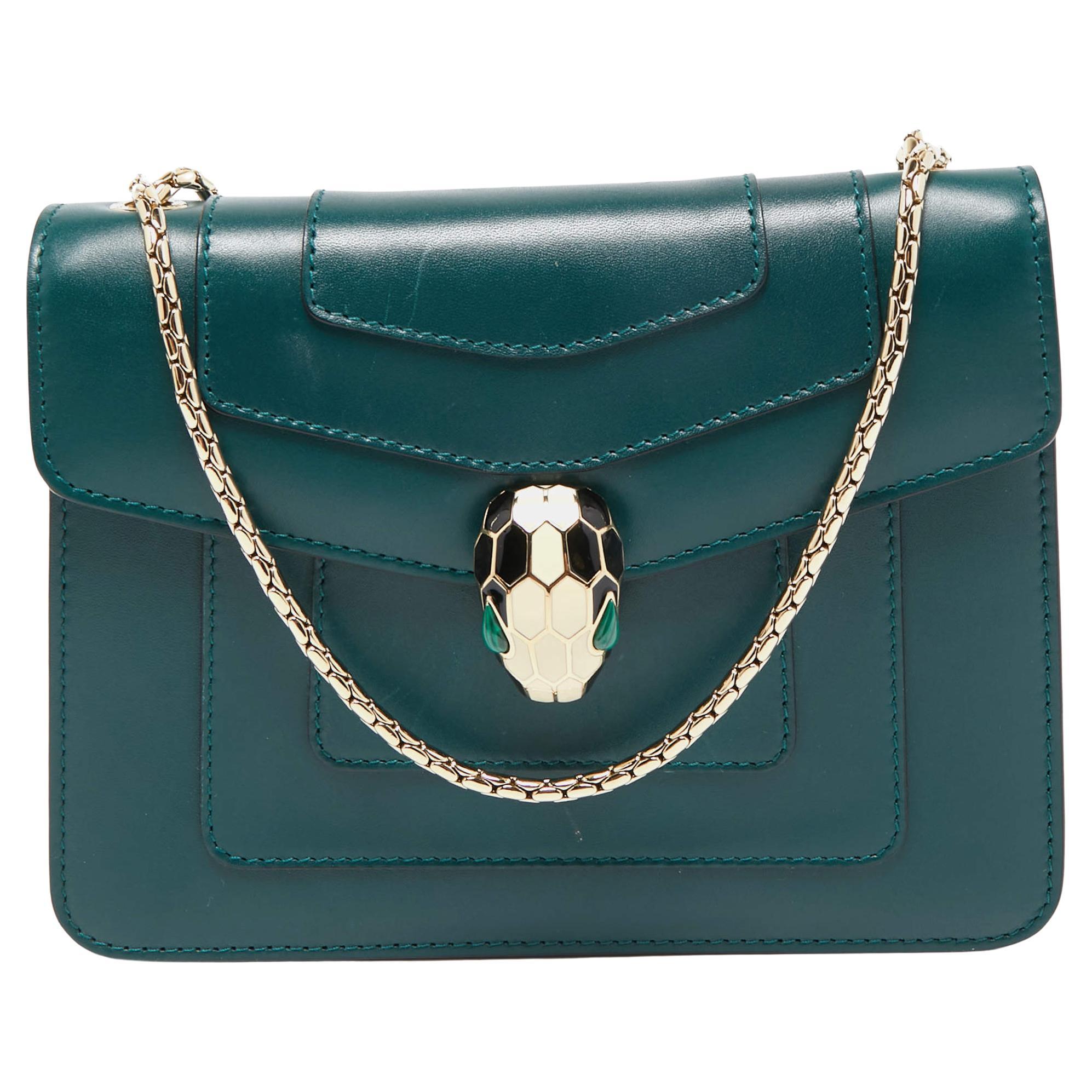 Bvlgari Women's Serpenti Forever Leather Shoulder Bag - Emerald Green One-Size