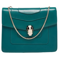 Bvlgari Green Leather Small Serpenti Forever Shoulder Bag