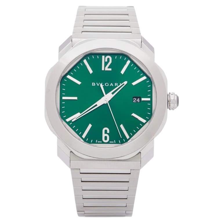 Bvlgari Green Stainless Steel Octo Roma 102963 Men's Wristwatch 41 mm