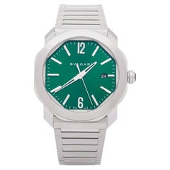 Used Bvlgari Green Stainless Steel Octo Roma 102963 Men's Wristwatch 41 mm