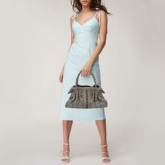 Bvlgari Cartera de piel tejida gris coñac