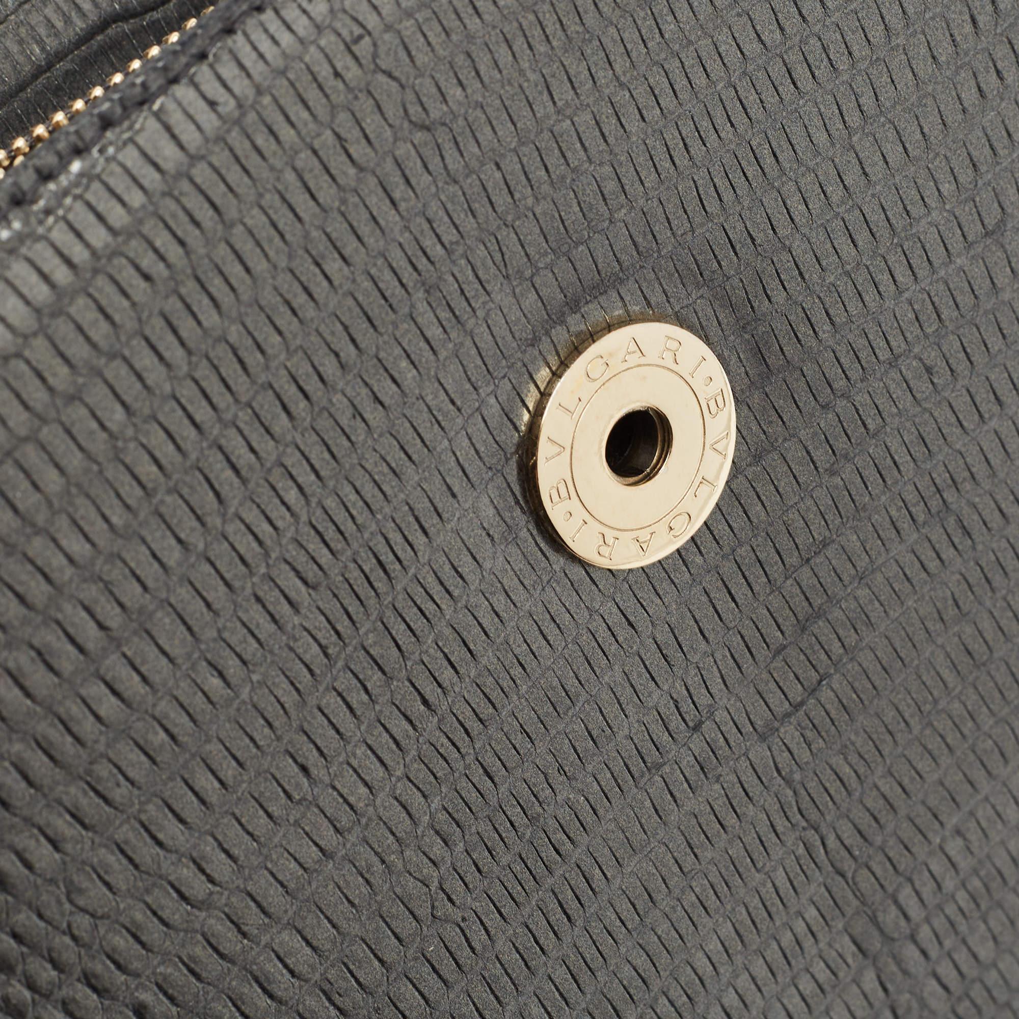 Gray Bvlgari Grey Karung Leather Medium Serpenti Forever Flap Shoulder Bag