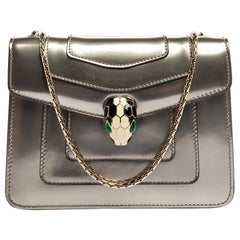 Bvlgari Grey Patent Leather Small Serpenti Forever Shoulder Bag