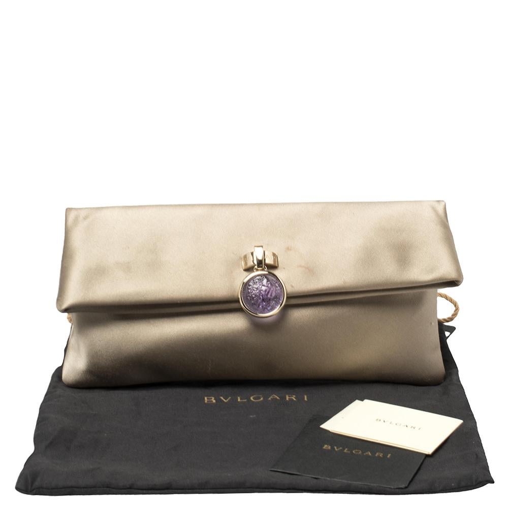 Bvlgari Grey Satin Monete Clutch 3