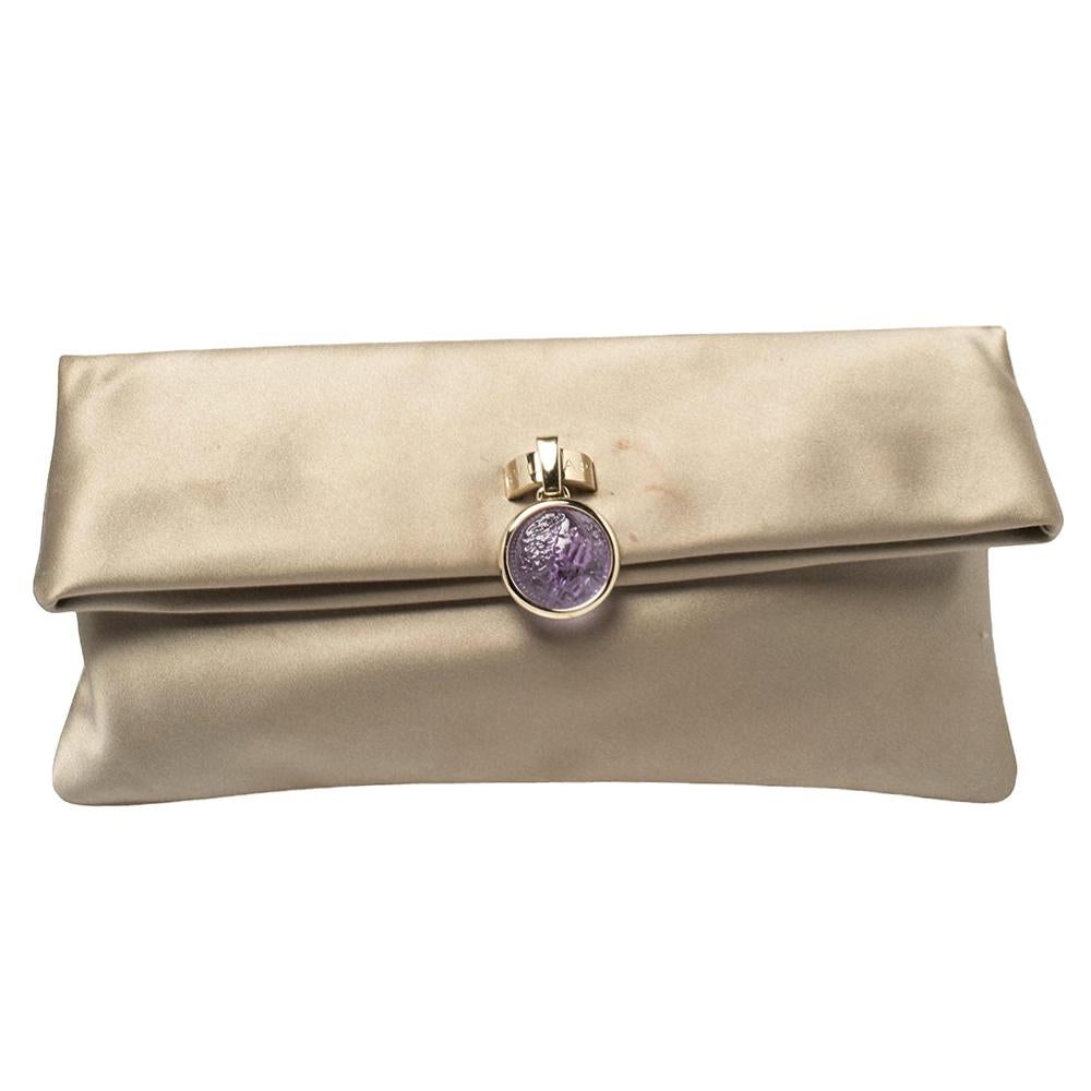 Bvlgari Grey Satin Monete Clutch