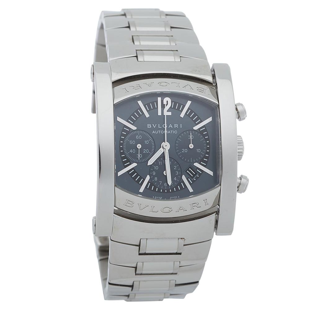 Bvlgari Grey Stainless Steel Assioma Automatic AA44SCH Men's Wristwatch 44 MM