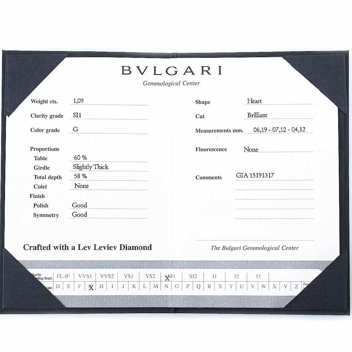 BVLGARI Griffe Diamond 1,09 carat G-SI1 Collier pendentif en or blanc 18 carats en vente 1