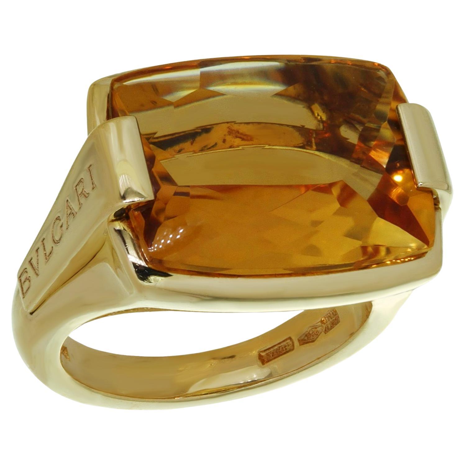 BVLGARI Groovy Metropolis Citrine 18k Yellow Gold Ring  For Sale