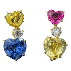 Bvlgari Heart-Shaped Sapphire and Diamond Earrings