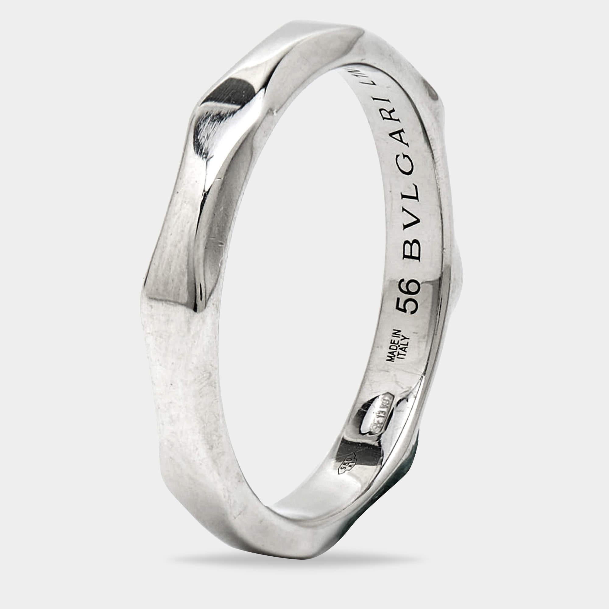 Aesthetic Movement Bvlgari Infinito Platinum Wedding Band Ring Size 56 For Sale