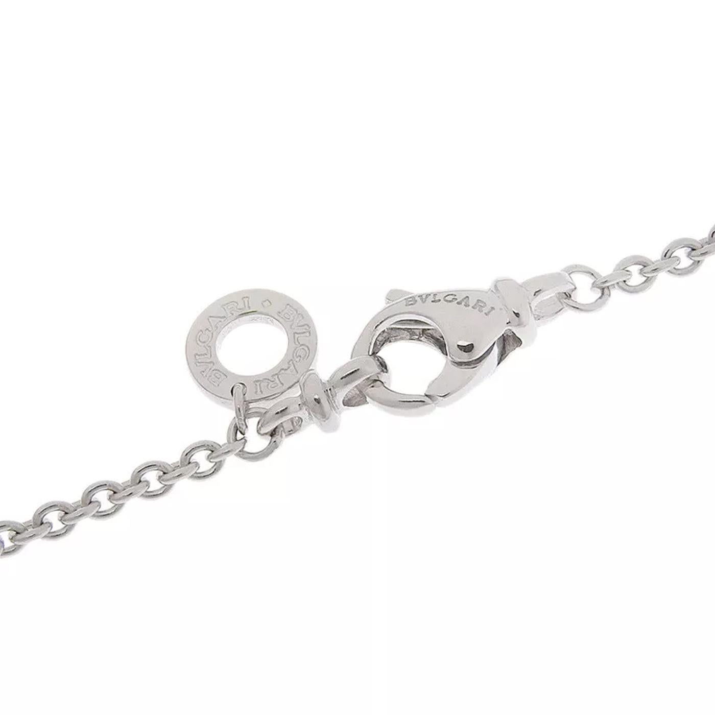 Round Cut Bvlgari Ingot Diamond Necklace in 18K White Gold 17.71 Inches Pendant For Sale