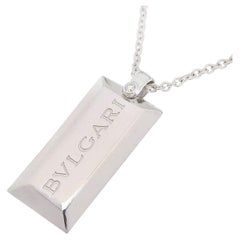 Bvlgari Ingot Diamond Necklace in 18K White Gold 17.71 Inches Pendant