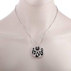 Bvlgari Intarsio 18 Karat White Gold Diamond Pave and Onyx Pendant Necklace