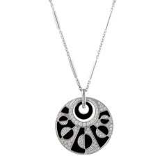 Bvlgari Intarsio 18 Karat White Gold Diamond Pave and Onyx Pendant Necklace