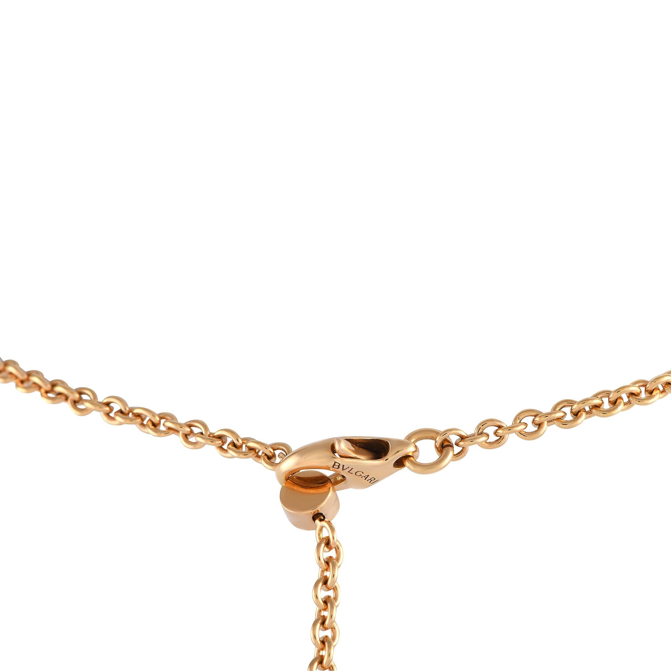 Halskette mit Perlmutt-Anhänger, Bvlgari Intarsio 18K Roségold 1,50 Karat Diamant & Perlmutt im Zustand „Hervorragend“ in Southampton, PA