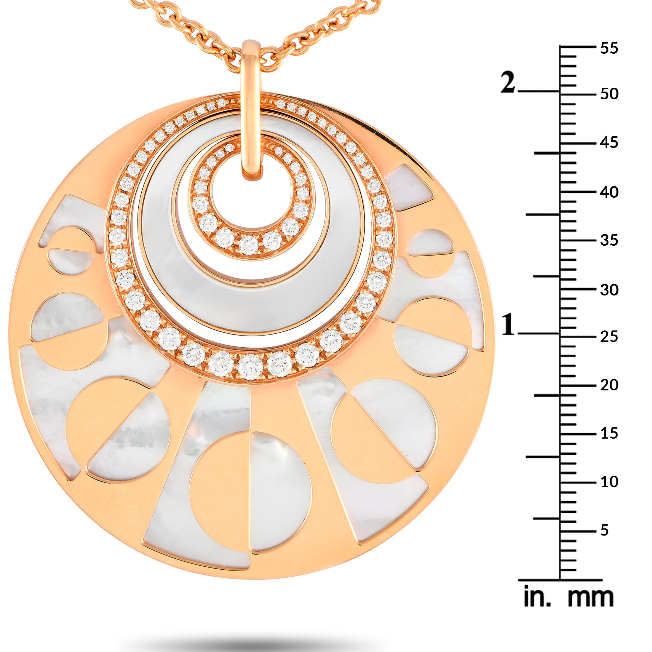 Halskette mit Perlmutt-Anhänger, Bvlgari Intarsio 18K Roségold 1,50 Karat Diamant & Perlmutt Damen