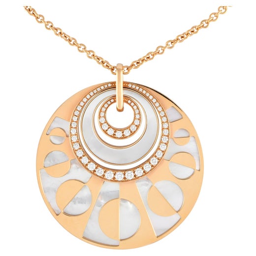 LOUIS VUITTON 18K Pink Gold Mother Of Pearl Blossom Sun Pendant Necklace  487262