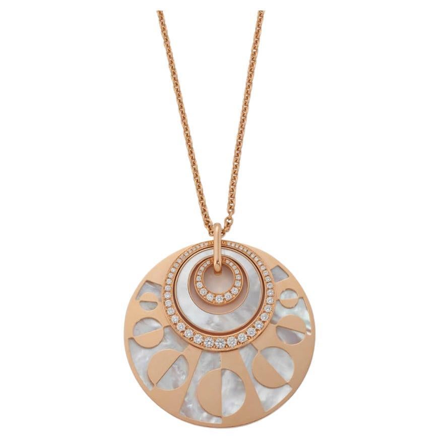 Bvlgari Intarsio 18k Rose Gold Diamond and Mother of Pearl Pendant Necklace