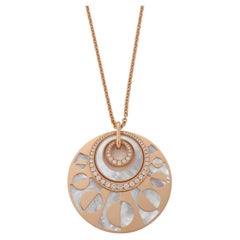 Bvlgari Intarsio 18k Rose Gold Diamond and Mother of Pearl Pendant Necklace