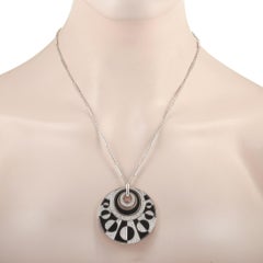 Bvlgari Intarsio 18 Karat White Gold 2.98 Carat Diamond and Onyx Necklace