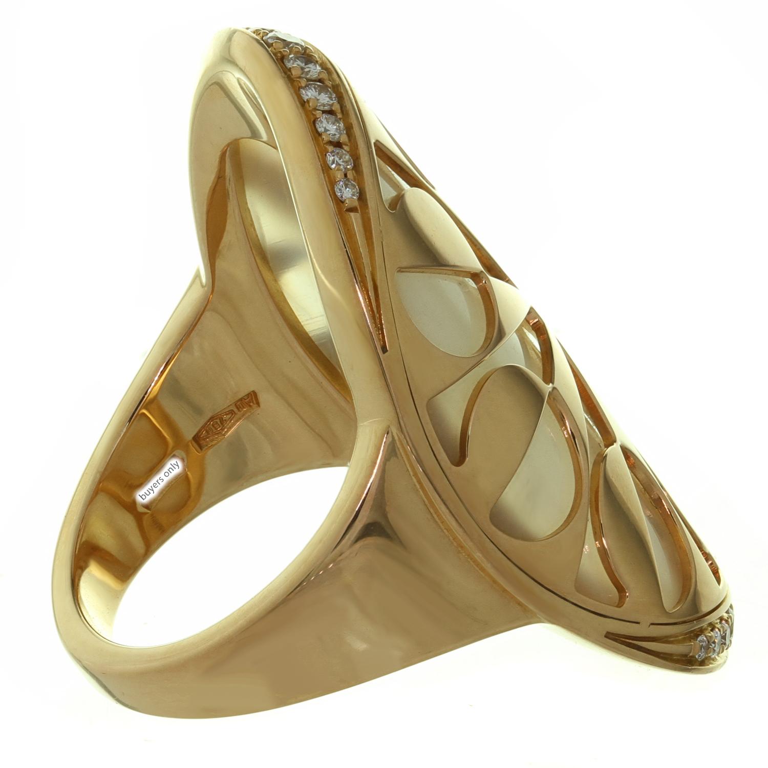 BVLGARI Intarsio Diamant Perlmutt Roségold Ring Größe 51 im Angebot 3