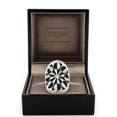 Bvlgari Intarsio Ring 18K White Gold with Onyx and Diamonds