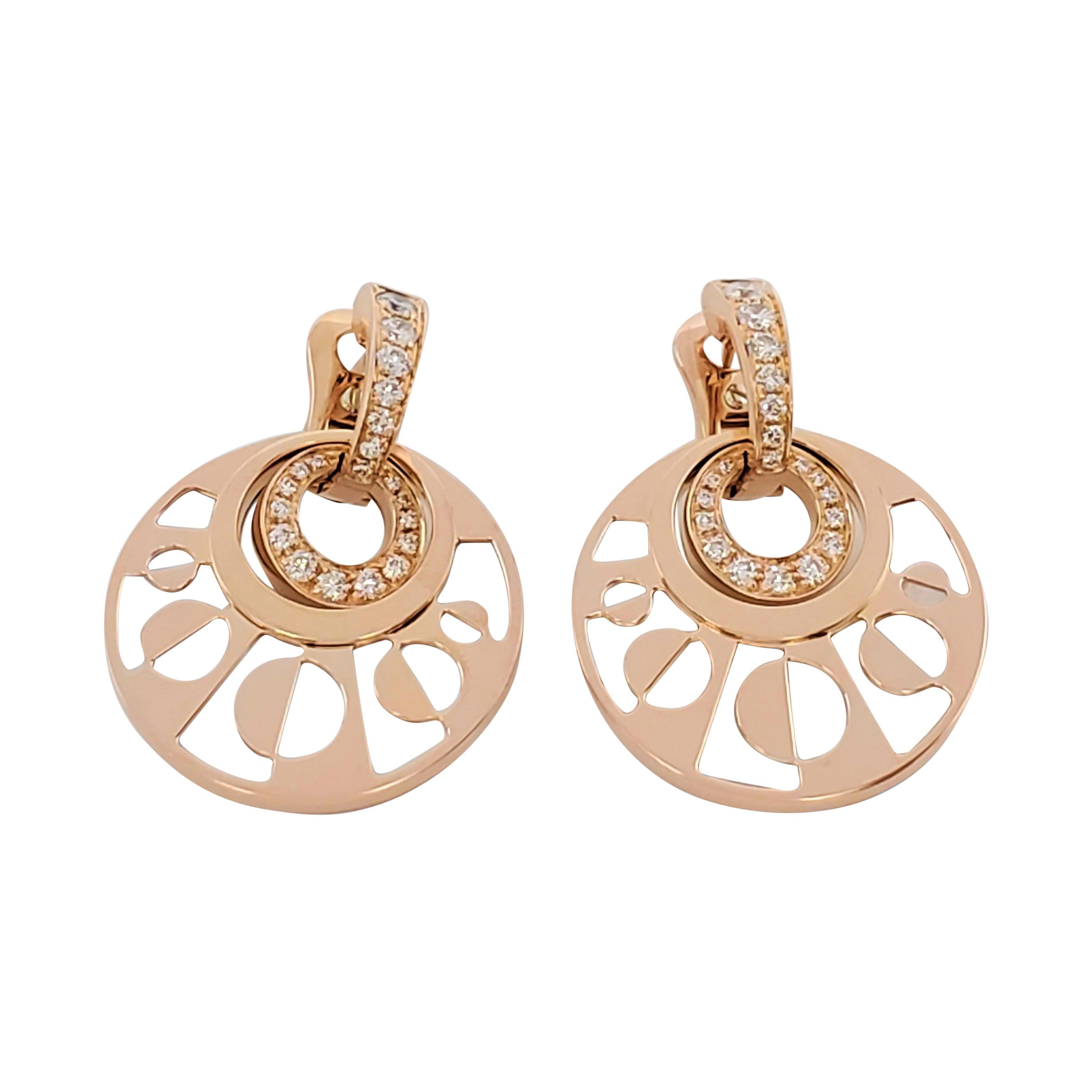 Bvlgari 'Intarsio' Rose Gold Mother-of-Pearl and Diamond Pendant Earrings