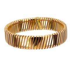 Bvlgari Italian 18k tricolor gold Tubogas bracelet