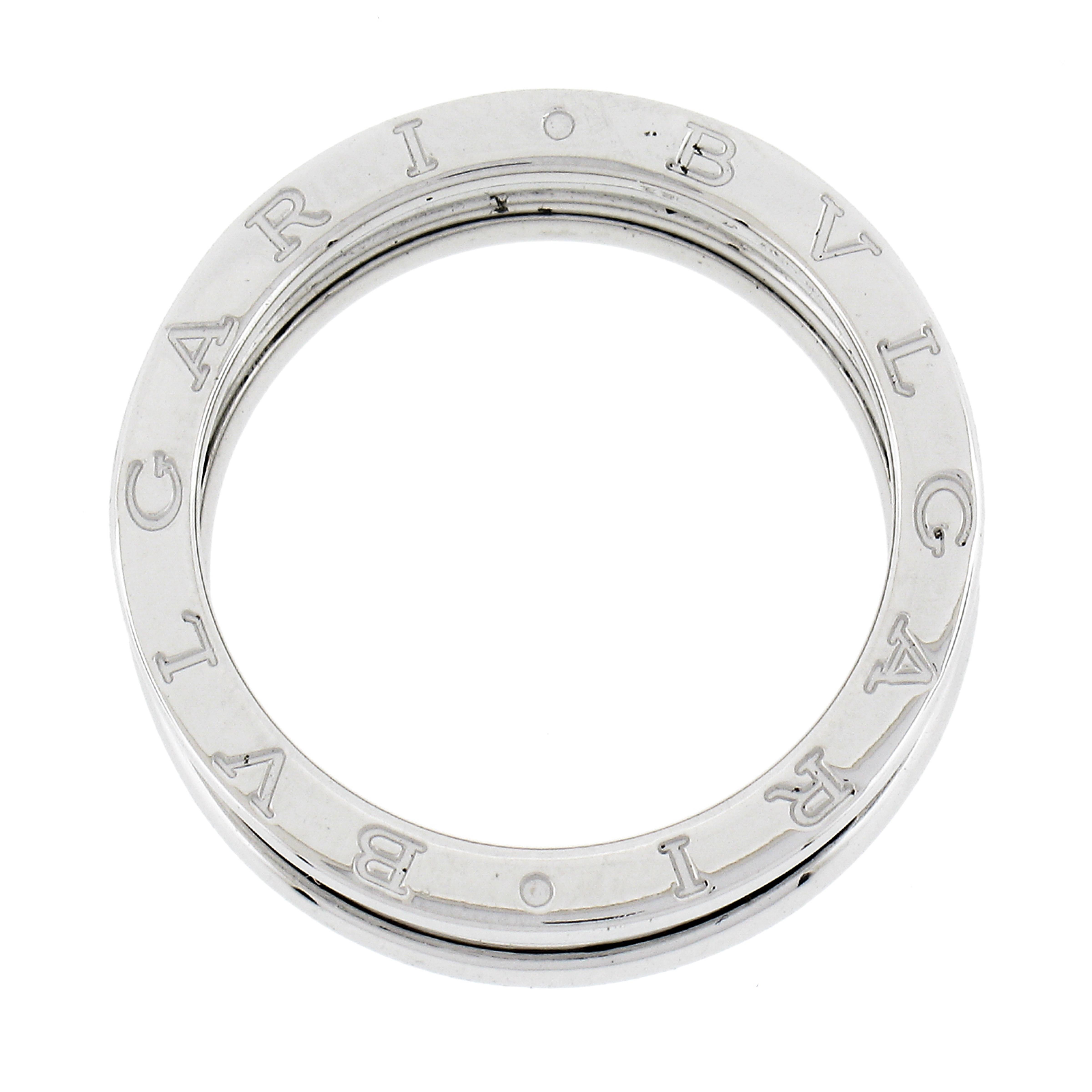 Bvlgari Italian 18k White Gold 7,6mm Large B. Zero Wedding 3 Band Ring Taille 62 en vente 4