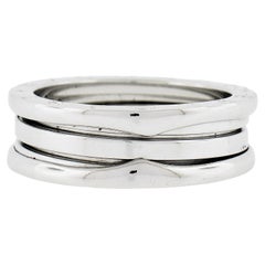 Bvlgari Italian 18k White Gold 7,6mm Large B. Zero Wedding 3 Band Ring Taille 62