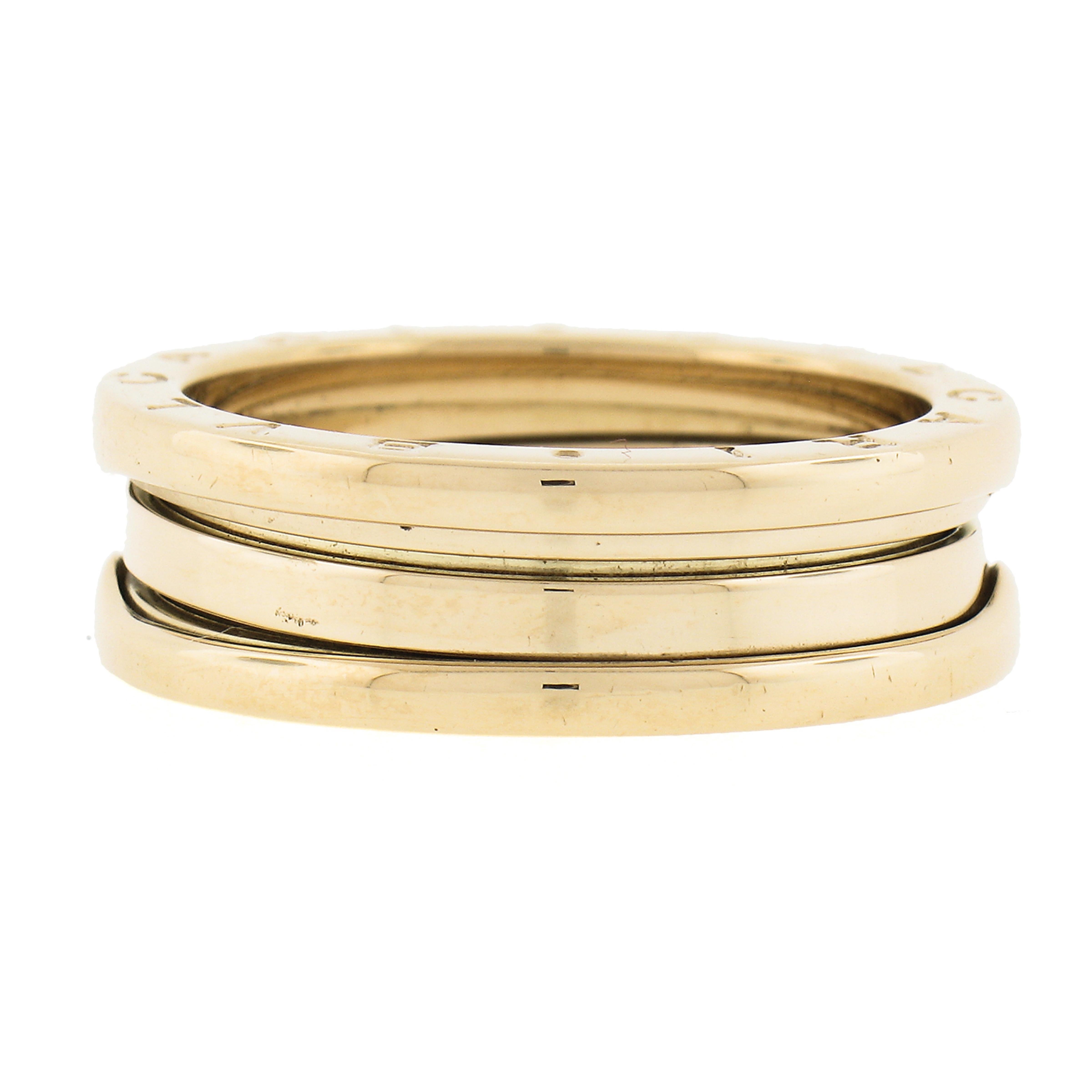 Bvlgari Italian 18k Yellow Gold 7.6mm Wide B. Zero Wedding 3 Band Ring Size 62 For Sale 1