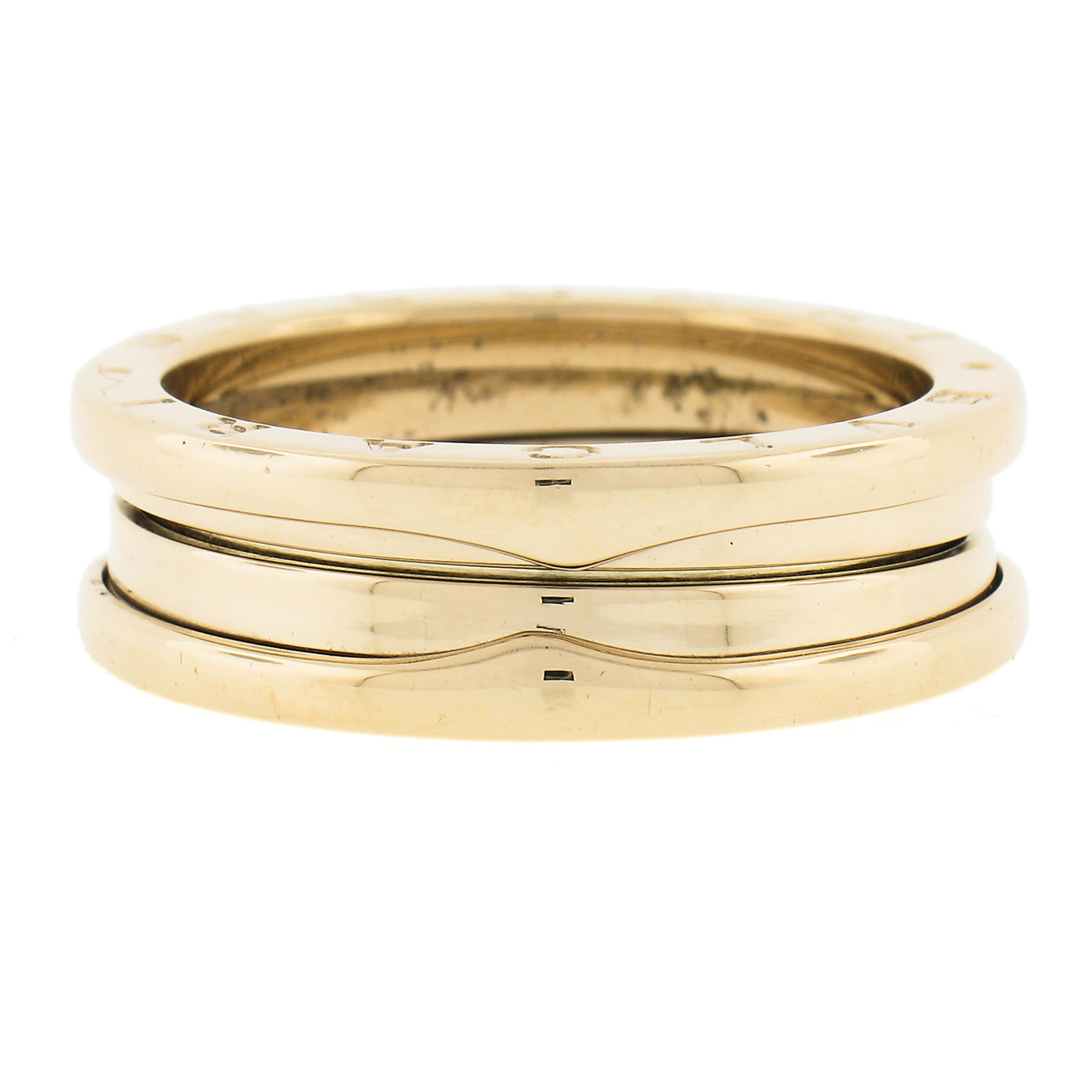 Bvlgari Italian 18k Yellow Gold 7.6mm Wide B. Zero Wedding 3 Band Ring Size 62 For Sale 2