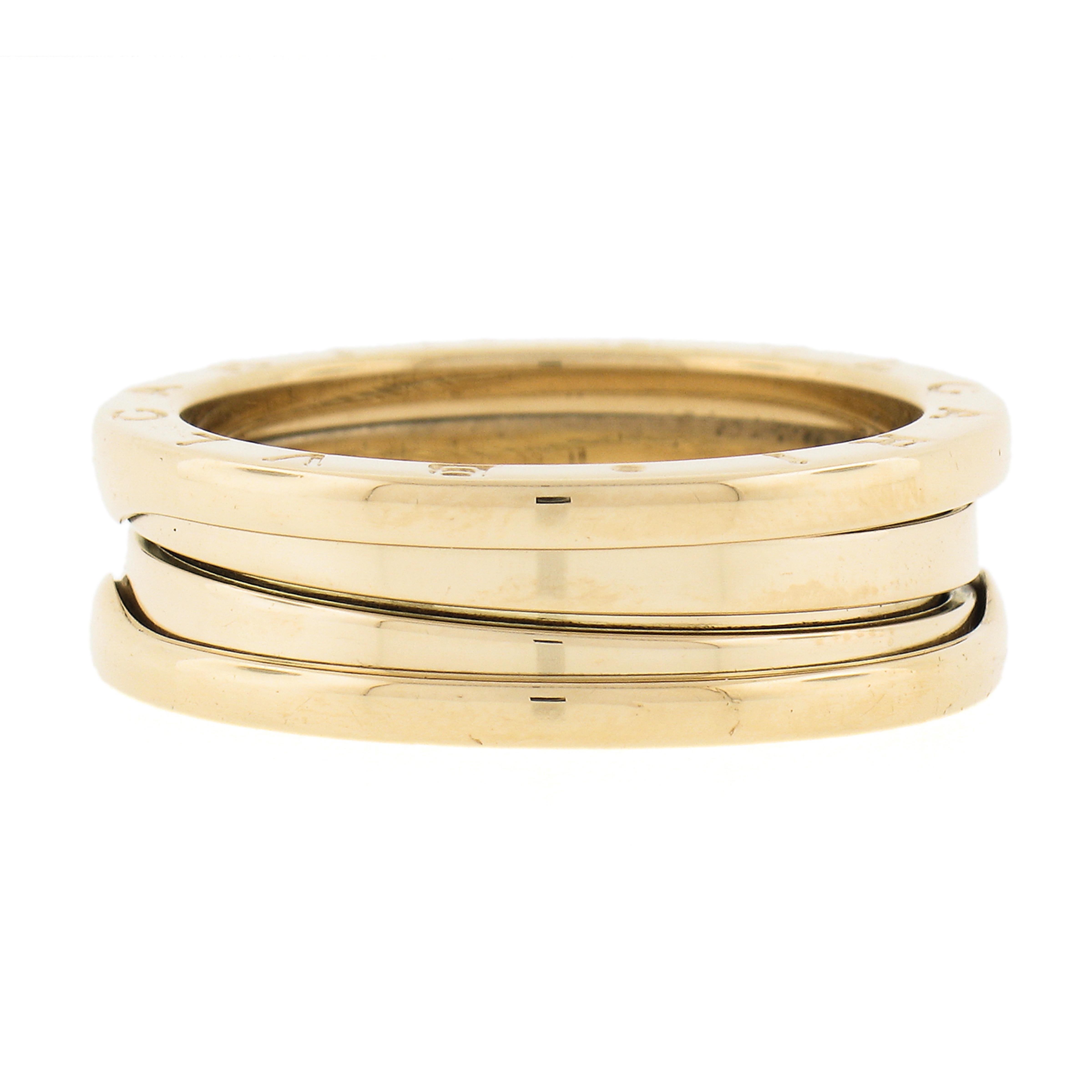 Bvlgari Italian 18k Yellow Gold 7.6mm Wide B. Zero Wedding 3 Band Ring Size 62 For Sale 3