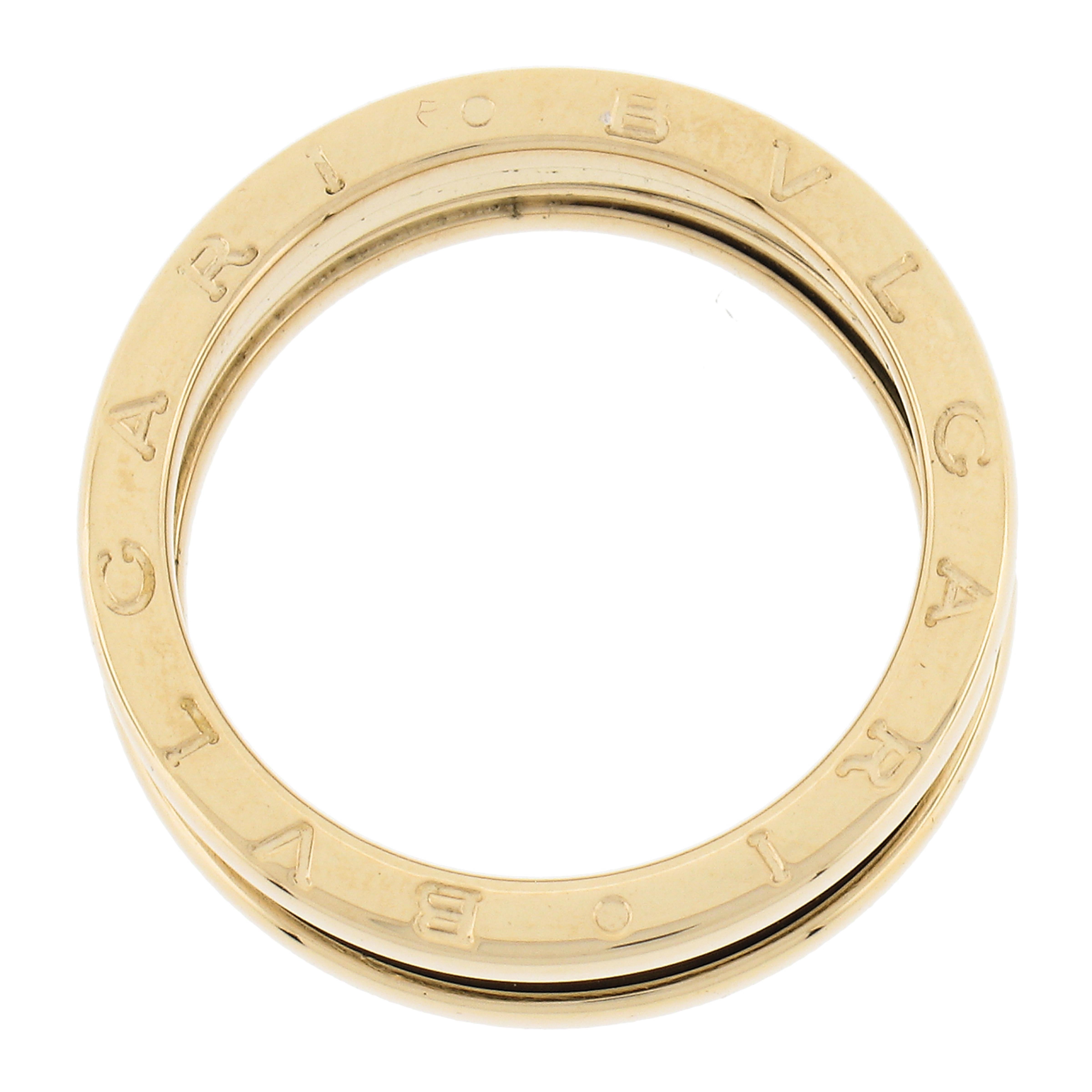 Bvlgari Italian 18k Yellow Gold 7.6mm Wide B. Zero Wedding 3 Band Ring Size 62 For Sale 4